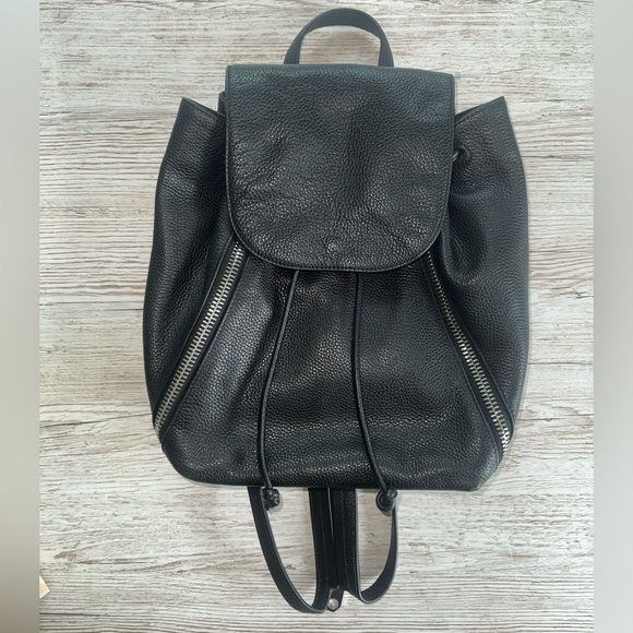 Rebecca Minkoff Bryn Black Leather Backpack Purse Handbag Bag - Picture 2 of 10